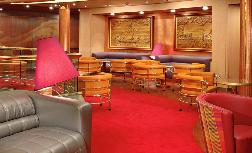 Een lounge ruimte op de MS Westerdam\